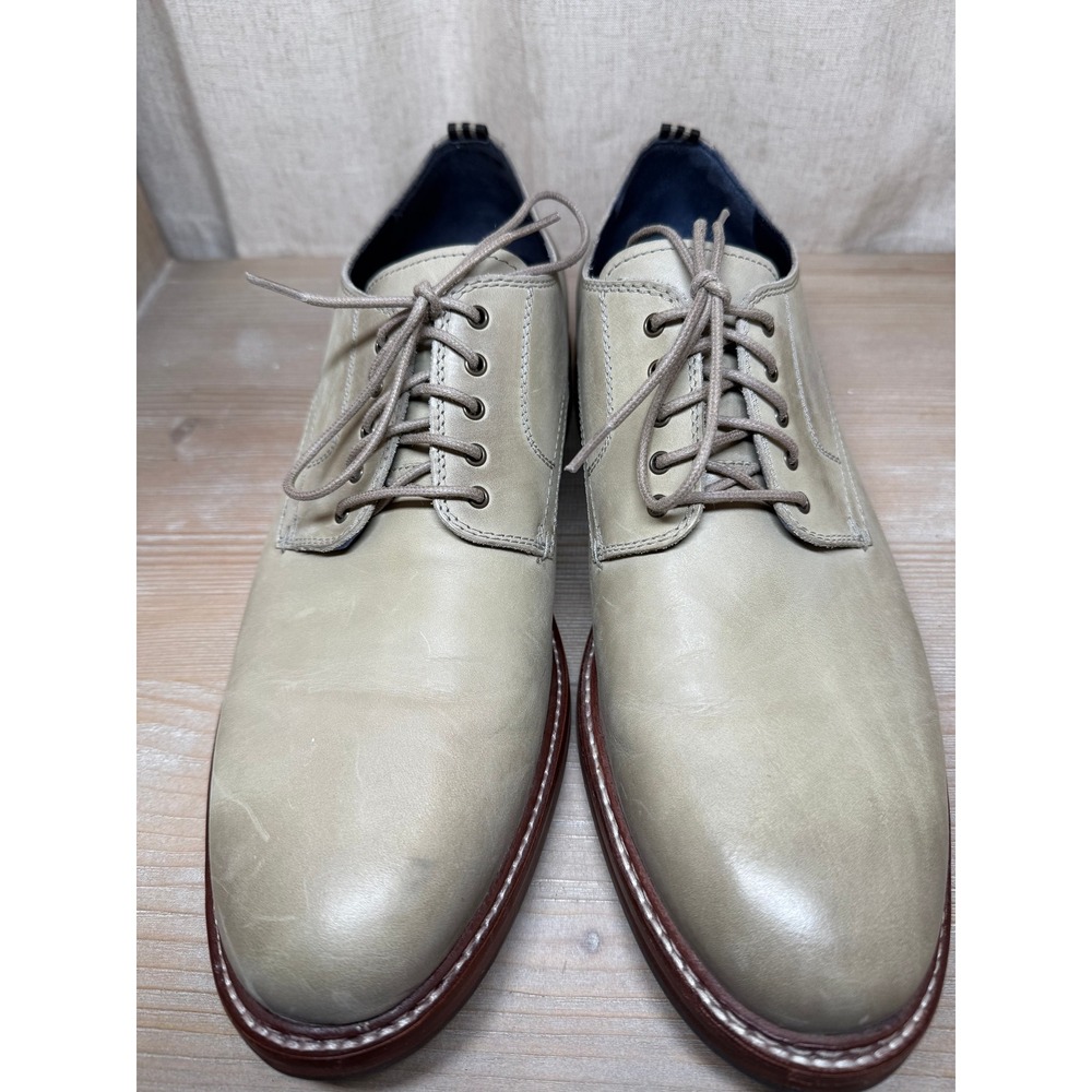 Cole Haan Morris Plain Toe‎ Oxford Mens Beige Leather Dress Shoes Size 12 M